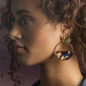 Rory Ashton Blue Tortoise & Gold Earrings